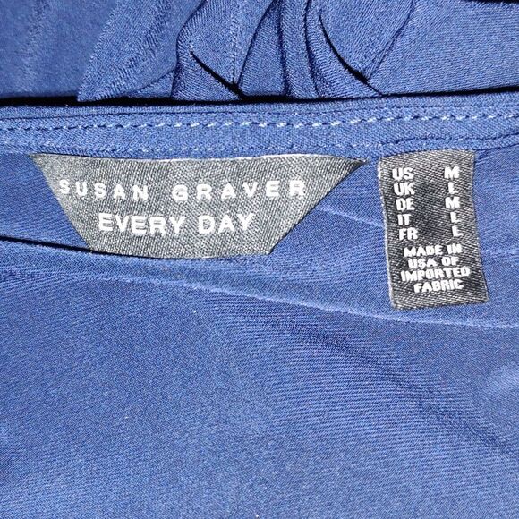 Susan Graver  Everyday  Navy 3/4 length sleeve tunic with slit Sz M - Picture 6 of 6